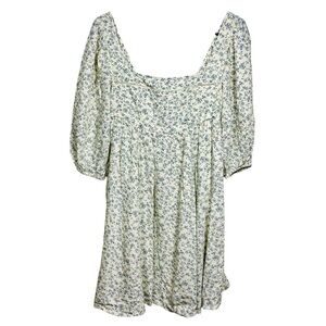 Denim & Supply Ralph Lauren Blue and Off White Ditsy Floral Babydoll Dress S/P